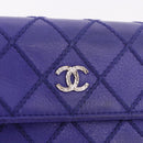CHANEL Matelasse Long Wallet Caviar Skin Black Silver CC Auth 189341A-12