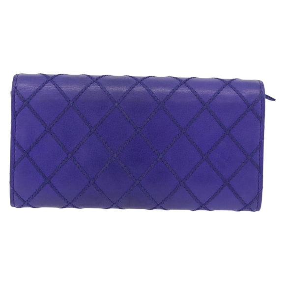 CHANEL Matelasse Long Wallet Caviar Skin Black Silver CC Auth 189341A