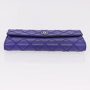 CHANEL Matelasse Long Wallet Caviar Skin Black Silver CC Auth 189341A-7