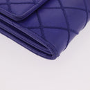 CHANEL Matelasse Long Wallet Caviar Skin Black Silver CC Auth 189341A-8