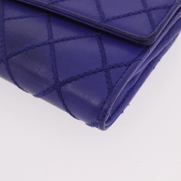 CHANEL Matelasse Long Wallet Caviar Skin Black Silver CC Auth 189341A