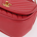 CHANEL Chevron V Stitch Top Handle Bag Lamb Skin 2way Pink CC Auth 189342SAM-14