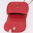 CHANEL Chevron V Stitch Top Handle Bag Lamb Skin 2way Pink CC Auth 189342SAM-18