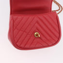 CHANEL Chevron V Stitch Top Handle Bag Lamb Skin 2way Pink CC Auth 189342SAM-20