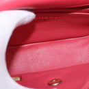 CHANEL Chevron V Stitch Top Handle Bag Lamb Skin 2way Pink CC Auth 189342SAM-23