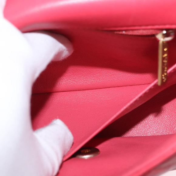 CHANEL Chevron V Stitch Top Handle Bag Lamb Skin 2way Pink CC Auth 189342SAM