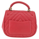 CHANEL Chevron V Stitch Top Handle Bag Lamb Skin 2way Pink CC Auth 189342SAM-3
