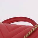 CHANEL Chevron V Stitch Top Handle Bag Lamb Skin 2way Pink CC Auth 189342SAM-8
