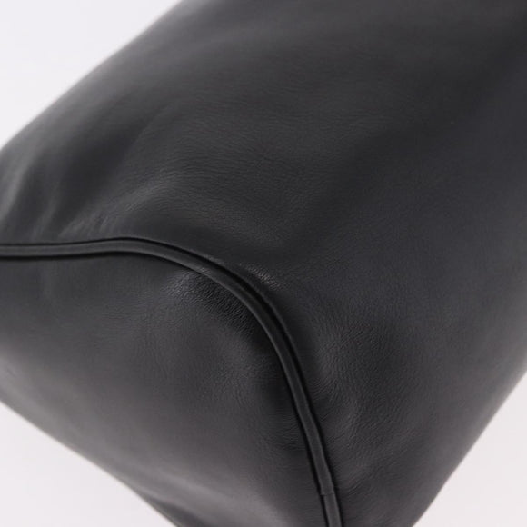 LOEWE Anagram Clutch Bag Leather Black Gold Auth 189343A