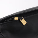 LOEWE Anagram Clutch Bag Leather Black Gold Auth 189343A-9