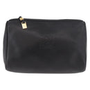 LOEWE Anagram Clutch Bag Leather Black Gold Auth 189343A-13