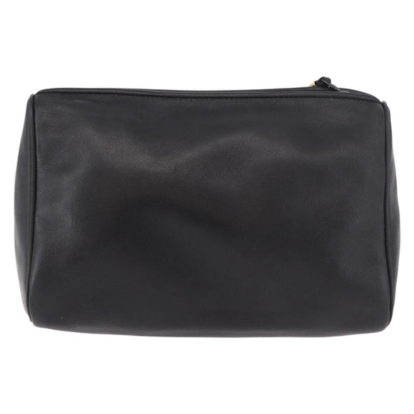 LOEWE Anagram Clutch Bag Leather Black Gold Auth 189343A