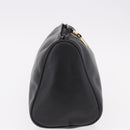 LOEWE Anagram Clutch Bag Leather Black Gold Auth 189343A-4