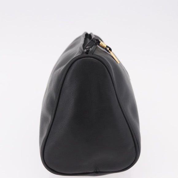 LOEWE Anagram Clutch Bag Leather Black Gold Auth 189343A