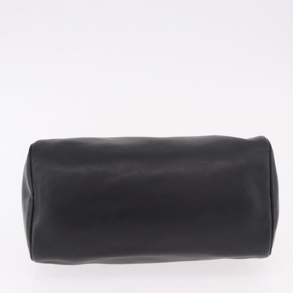 LOEWE Anagram Clutch Bag Leather Black Gold Auth 189343A