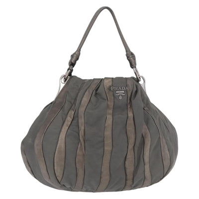 PRADA Shoulder Bag Nylon Green Silver Auth 189344A