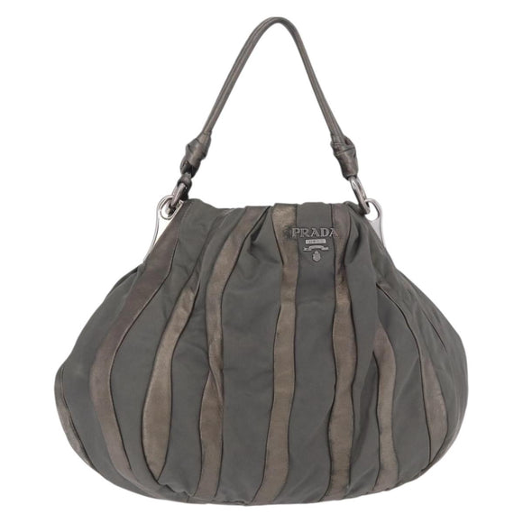 PRADA Shoulder Bag Nylon Green Silver Auth 189344A