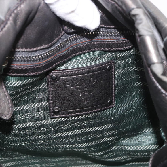 PRADA Shoulder Bag Nylon Green Silver Auth 189344A