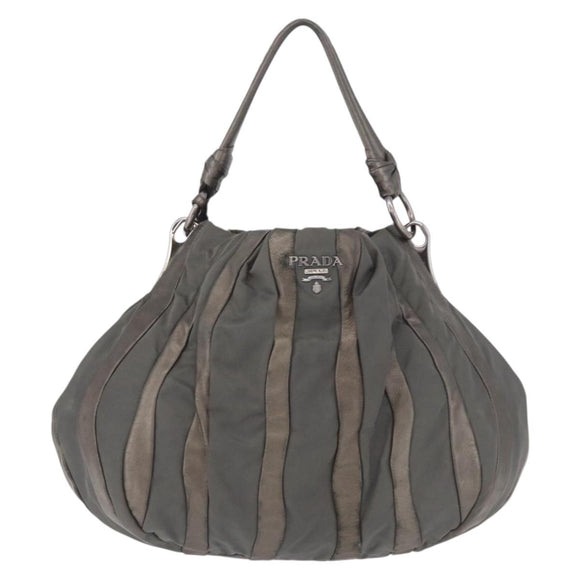 PRADA Shoulder Bag Nylon Green Silver Auth 189344A