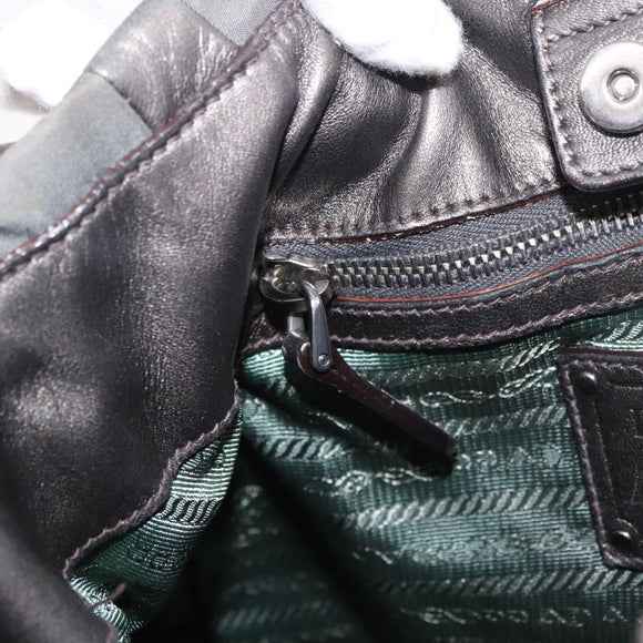PRADA Shoulder Bag Nylon Green Silver Auth 189344A