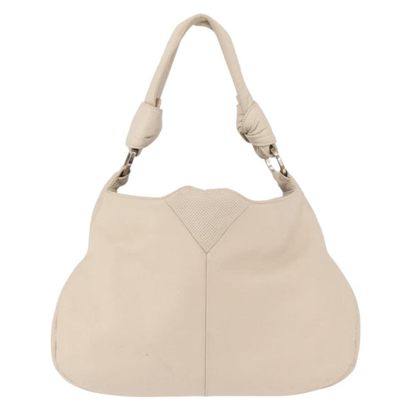 LOEWE Shoulder Bag Leather Ivory Gold Auth 189347A