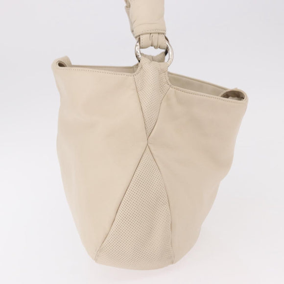 LOEWE Shoulder Bag Leather Ivory Gold Auth 189347A