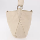 LOEWE Shoulder Bag Leather Ivory Gold Auth 189347A-4