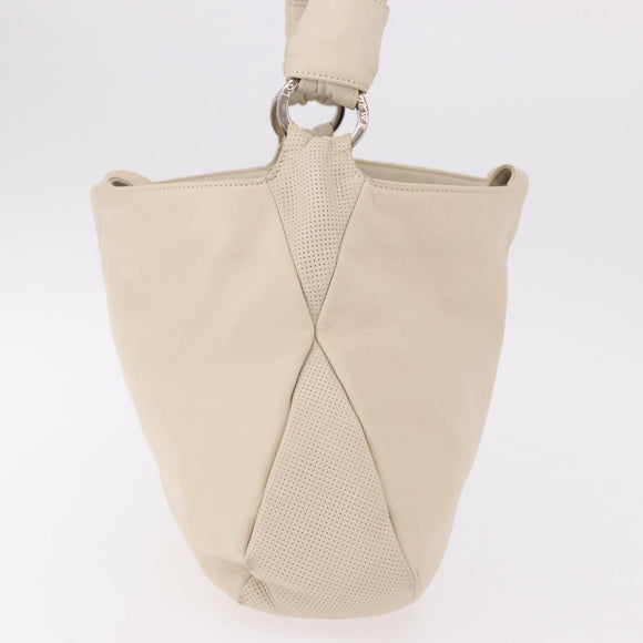 LOEWE Shoulder Bag Leather Ivory Gold Auth 189347A