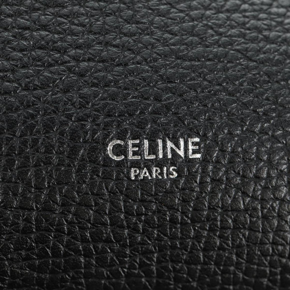 CELINE Big bag Small Hand Bag Leather Black Silver Auth 189349SAM