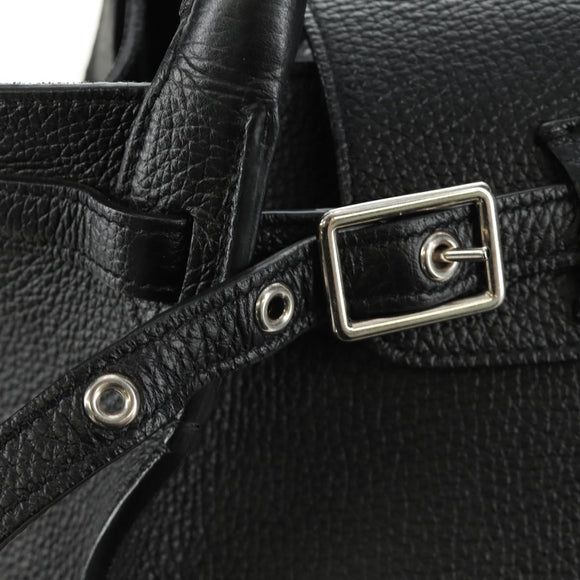 CELINE Big bag Small Hand Bag Leather Black Silver Auth 189349SAM