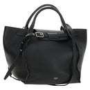 CELINE Big bag Small Hand Bag Leather Black Silver Auth 189349SAM-1