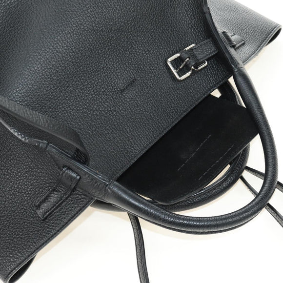 CELINE Big bag Small Hand Bag Leather Black Silver Auth 189349SAM