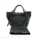 CELINE Big bag Small Hand Bag Leather Black Silver Auth 189349SAM-12
