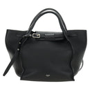 CELINE Big bag Small Hand Bag Leather Black Silver Auth 189349SAM-13