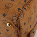 MCM Vicetos Boston Bag Leather Brown Gold Auth 189352-12