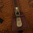MCM Vicetos Boston Bag Leather Brown Gold Auth 189352-15