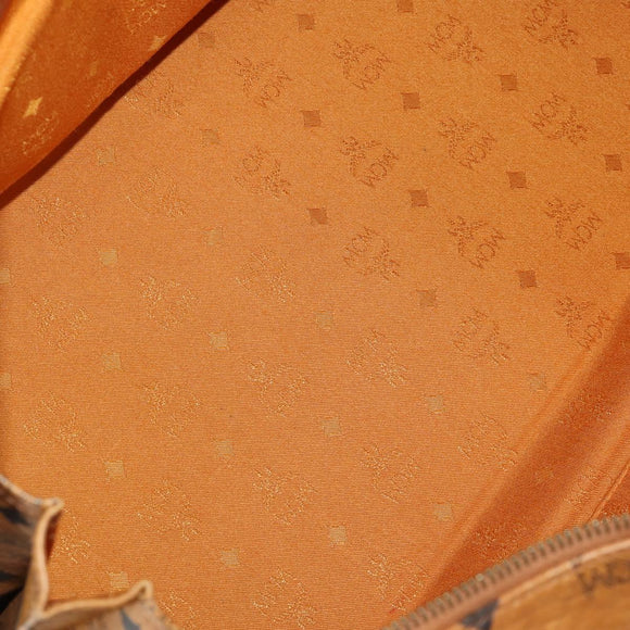 MCM Vicetos Boston Bag Leather Brown Gold Auth 189352