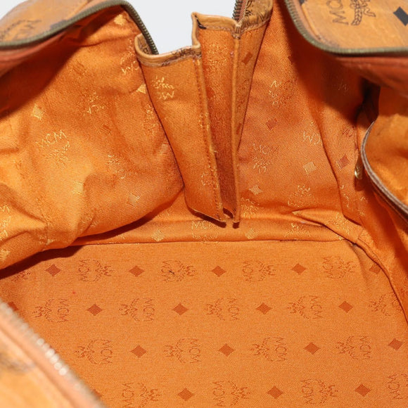 MCM Vicetos Boston Bag Leather Brown Gold Auth 189352