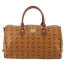 MCM Vicetos Boston Bag Leather Brown Gold Auth 189352-2