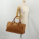 MCM Vicetos Boston Bag Leather Brown Gold Auth 189352-22