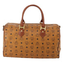 MCM Vicetos Boston Bag Leather Brown Gold Auth 189352-3