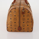 MCM Vicetos Boston Bag Leather Brown Gold Auth 189352-4