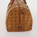 MCM Vicetos Boston Bag Leather Brown Gold Auth 189352-5