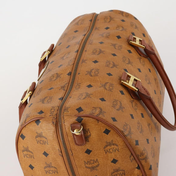 MCM Vicetos Boston Bag Leather Brown Gold Auth 189352