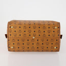 MCM Vicetos Boston Bag Leather Brown Gold Auth 189352-9