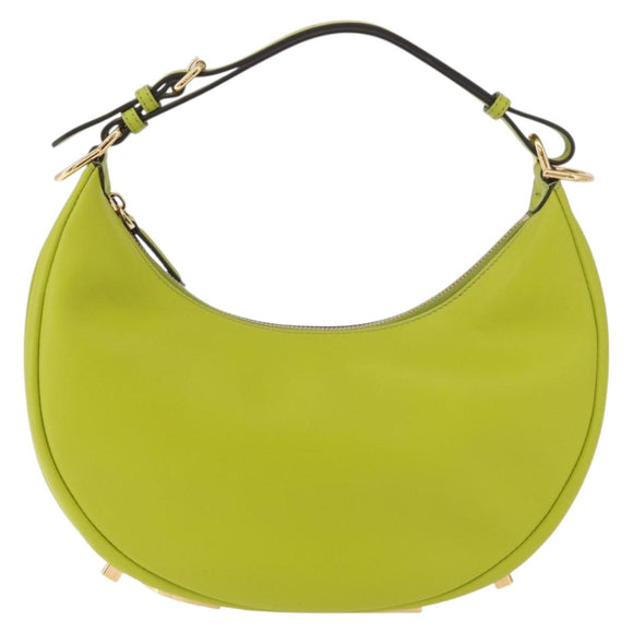FENDI Shoulder Bag Leather LIme Green Gold Auth 189355SAM