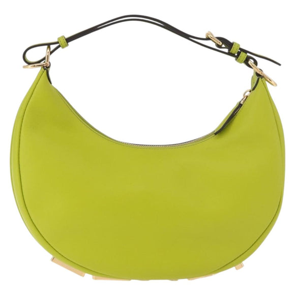 FENDI Shoulder Bag Leather LIme Green Gold Auth 189355SAM