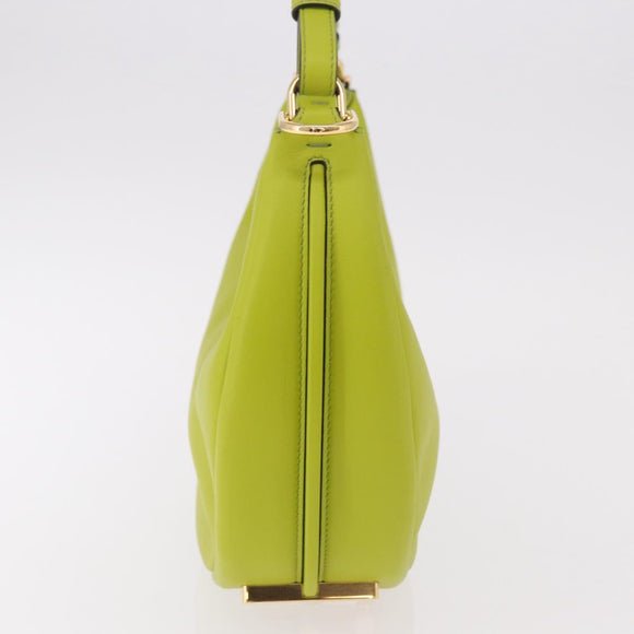 FENDI Shoulder Bag Leather LIme Green Gold Auth 189355SAM
