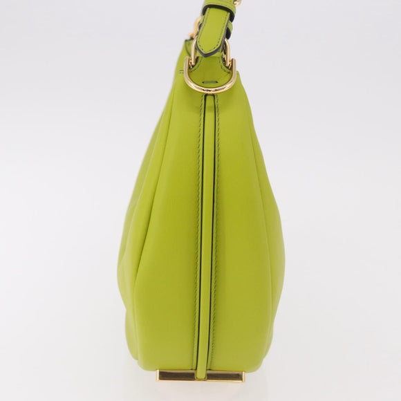 FENDI Shoulder Bag Leather LIme Green Gold Auth 189355SAM