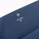CHANEL Long Wallet Leather Blue Silver CC Auth 189356-14